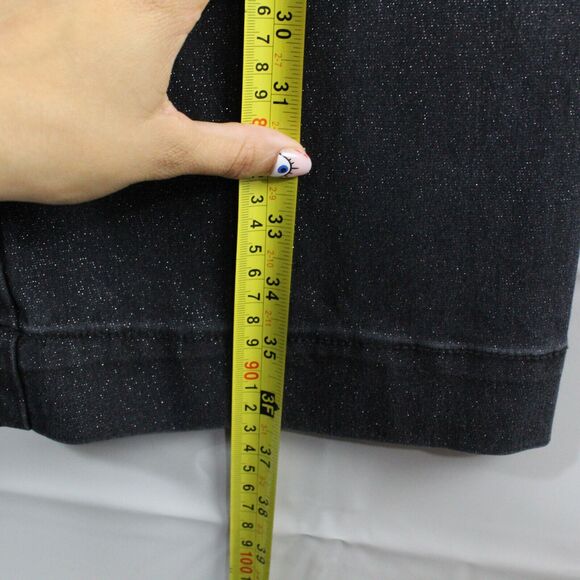 Maeve Jeans Womens 25 The Colette Sparkle Denim Cropped Wide Leg Black Pockets - Picture 10 of 16